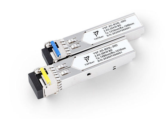 নিম্ন EMI 3.3V 20km 2.5G SFP অপটিক্যাল ট্রান্সসিভার